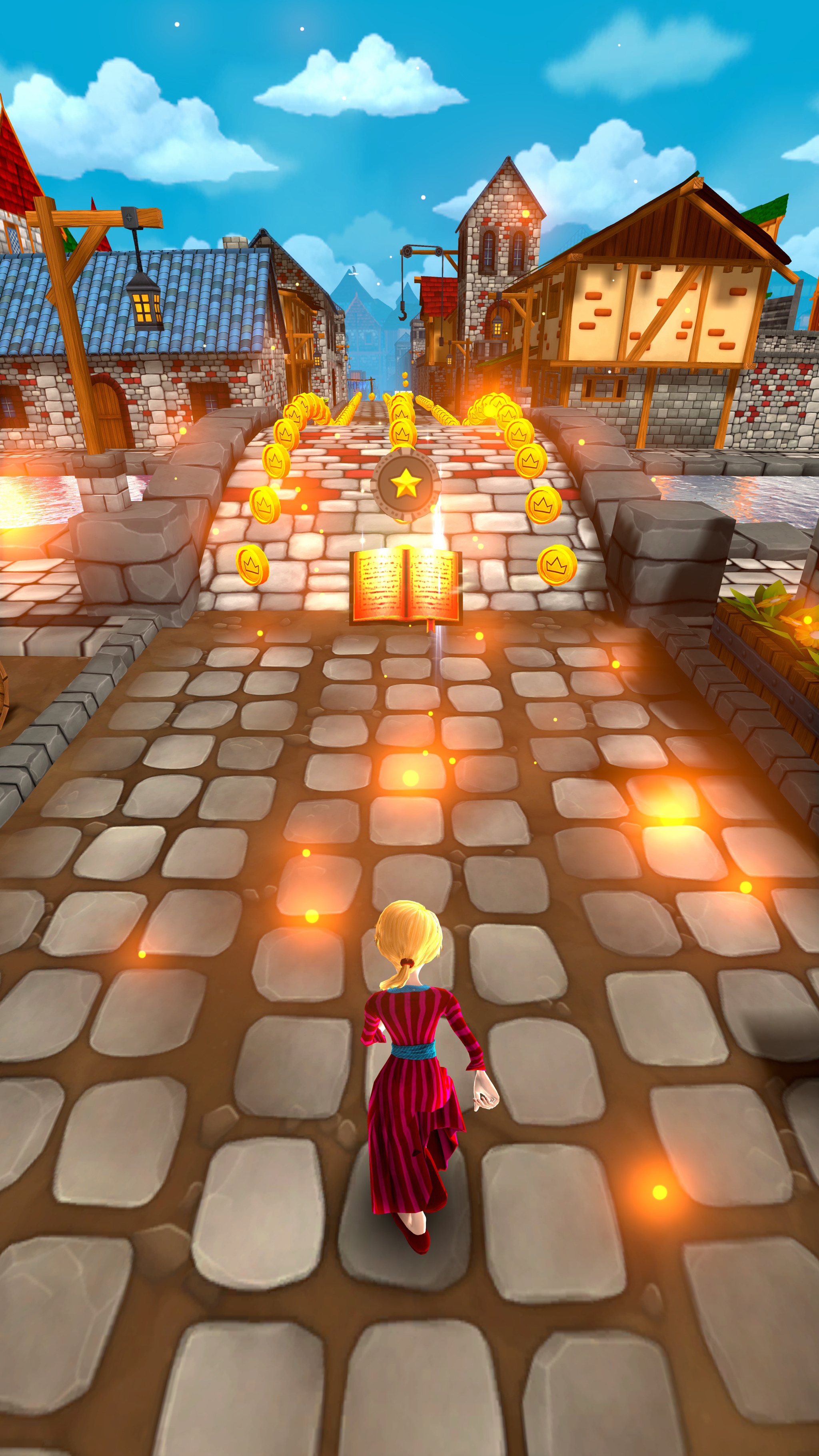 CHASERS - Character collecting coins and a magic spellbook in a medieval village