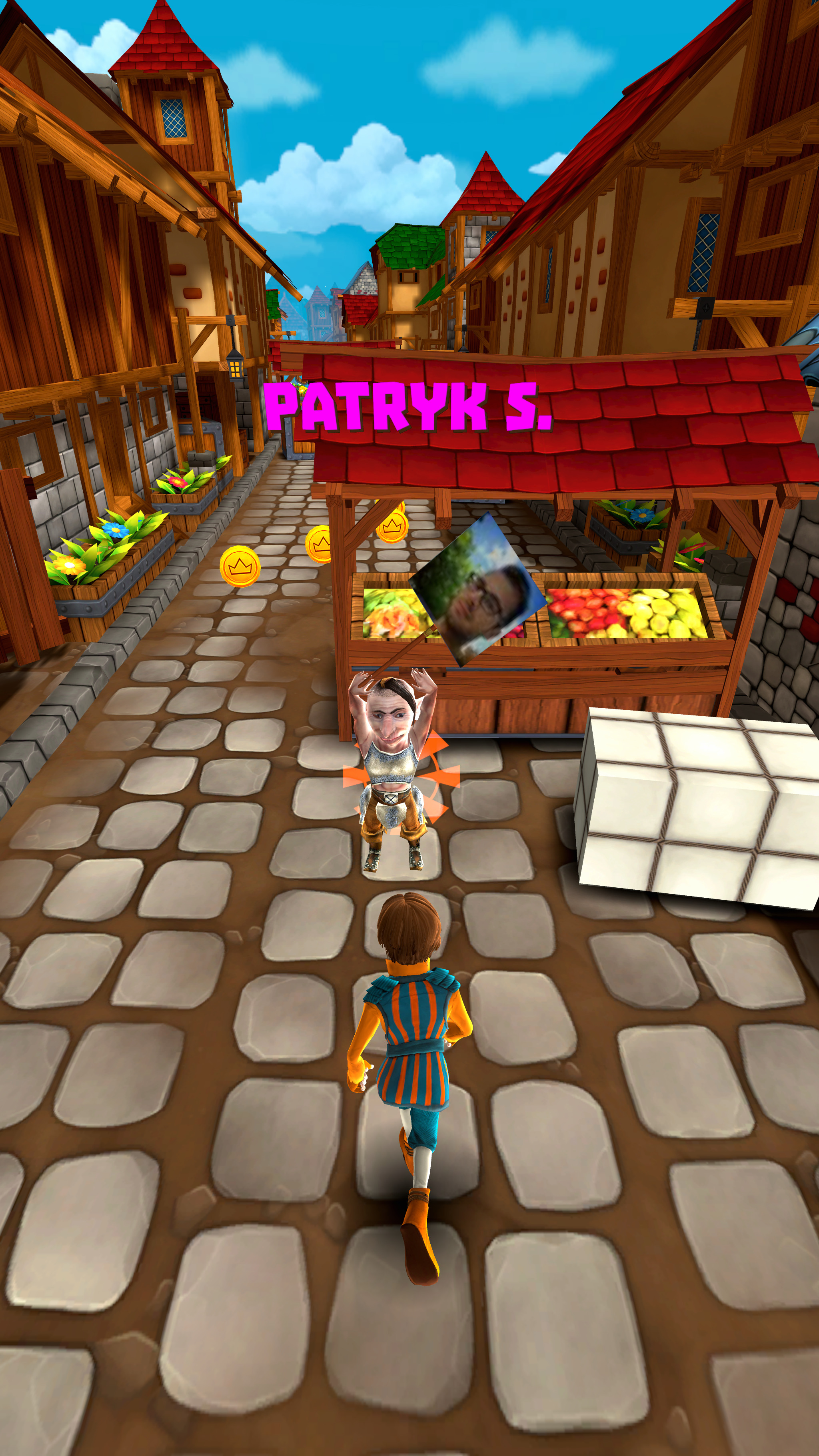 CHASERS - Character running through a medieval fruit market
