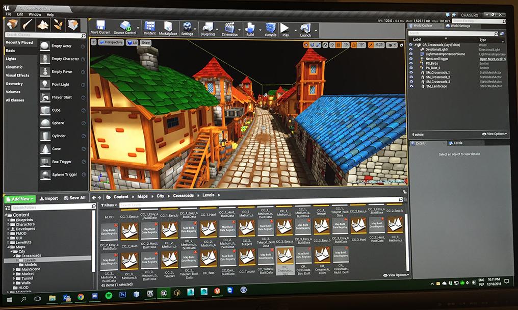 CHASERS in Unreal Engine Editor - Wireframe view